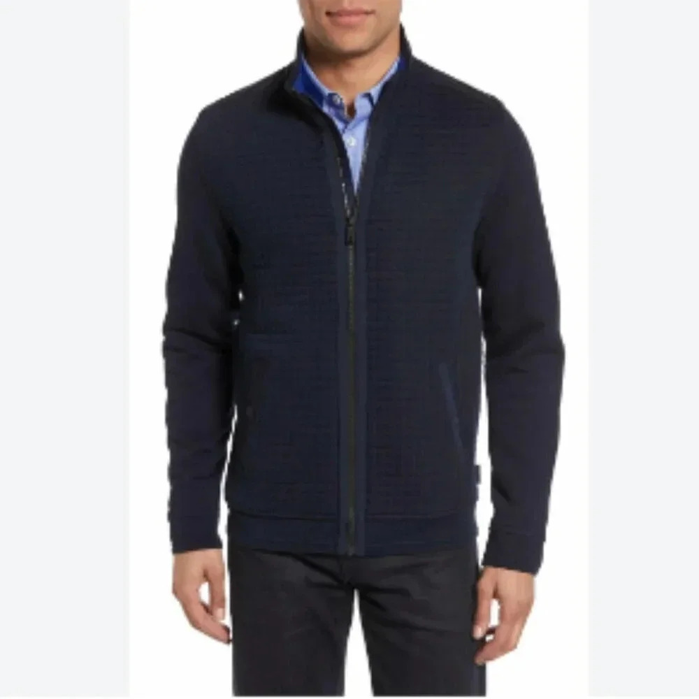 Ted Baker London Men’s Full Zip Whooty Navy Blue Quilted Jacket